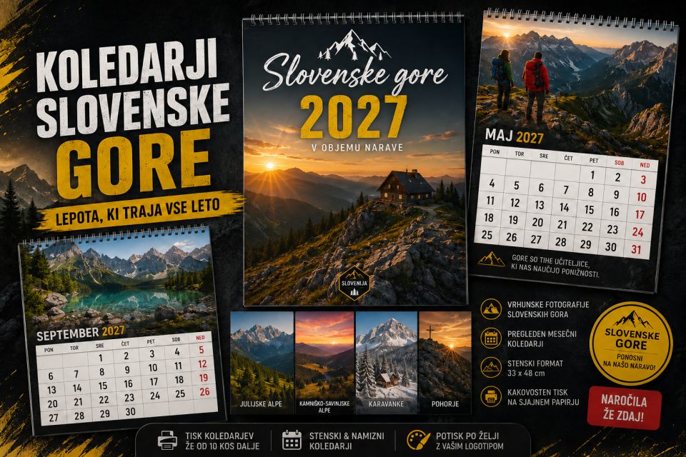 Stenski koledar Slovenske gore 2027 s fotografijami gora