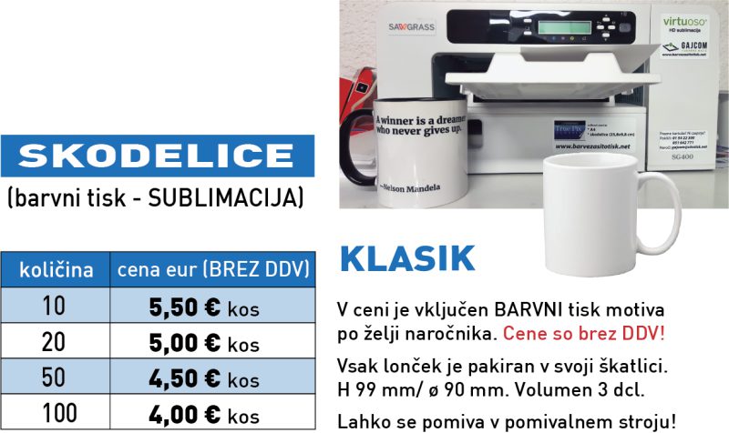 Več klasičnih belih skodelic, pripravljenih za tisk