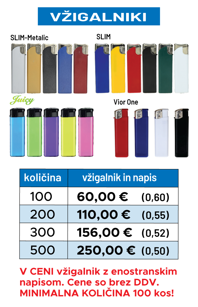 tisk na vžigalnike - cenik